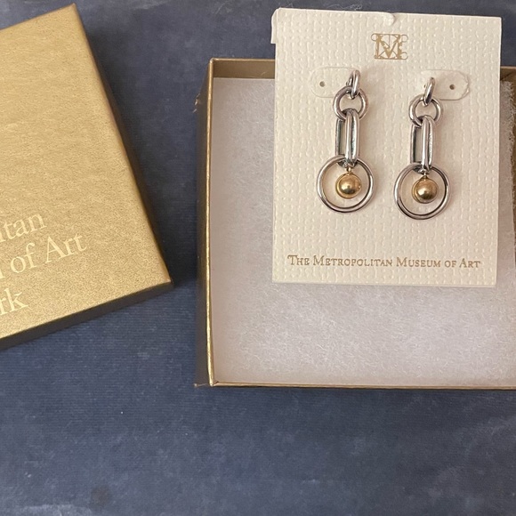 MMA “Elizabeth Marant-esque” Art Deco Celestial silver and gold-plated earrings - Picture 2 of 6